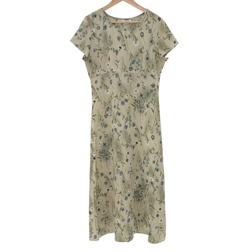 Jody California Floral Midi Dress Short Sleeve Women's Large Office Casual